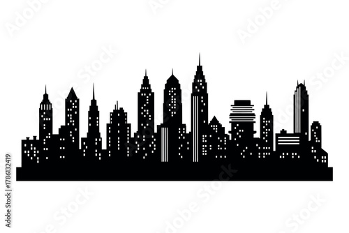 Urban Skyline Silhouette at Night