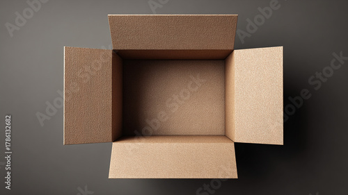 Open cardboard box on a white background