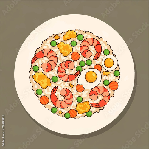 Shrimp Fried Rice Illustration A Colorful and Delicious Asian Dish