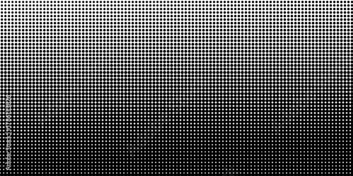 Dotted halftone gradient texture. Vanishing polka dot background. Repeating dots gradation pattern background. Black fading comic pop art overlay backdrop. Raster effect wallpaper. Vector texture