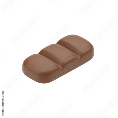 Milk chocolate candy bar with segments on a white background