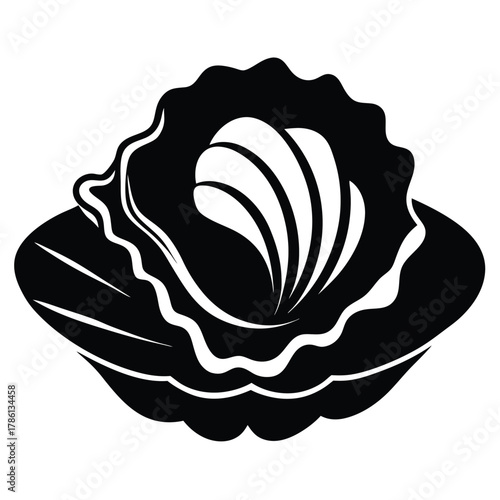 oyster black and white silhouette on white background