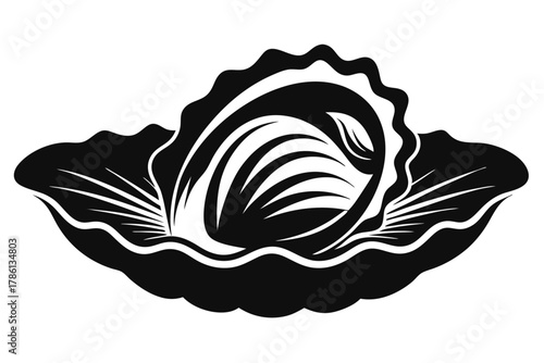 oyster black and white silhouette on white background