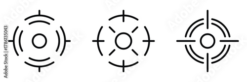 Digital target icon set. Simple set of 3 digital target vector icons for web design isolated on white background