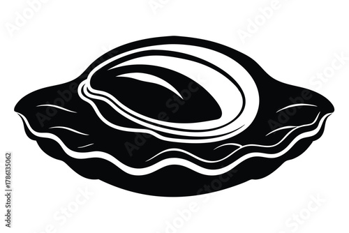 oyster black and white silhouette on white background