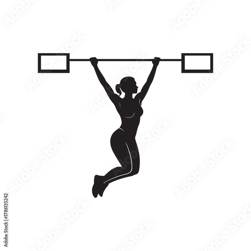 Black Pull-Up Bar Fitness Silhouette Vector.
