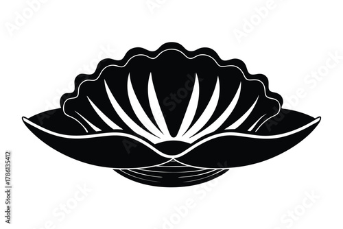 oyster black and white silhouette on white background