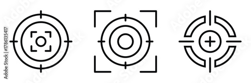 Target icon set in thin line style stock illustration. Crosshair icon symbol set on white background