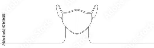 Continuous one line drawing of a face mask. Concept of protection, health and safety
