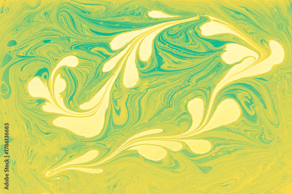 Fototapeta premium Abstract marble floral pattern texture. Traditional art of Ebru marbling
