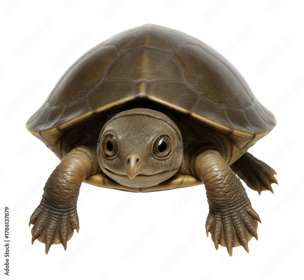 Fototapeta premium Small, dome-shelled turtle with a pointed snout.