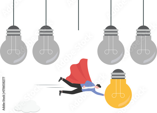 Difference idea innovation, creativity or passion to improve career, wisdom or smart discovery concept

