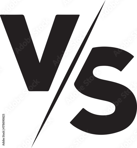 A versus comparison graphic in black and white