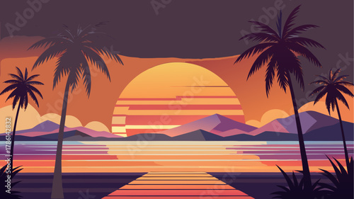 sunset over the beach