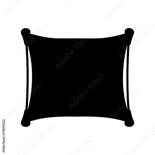 Geometric black silhouette of a pillow with a decorative border element