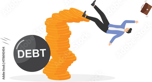 Impact of global economic recession on business, company revenue and profit decline, financial domino effect concept,
