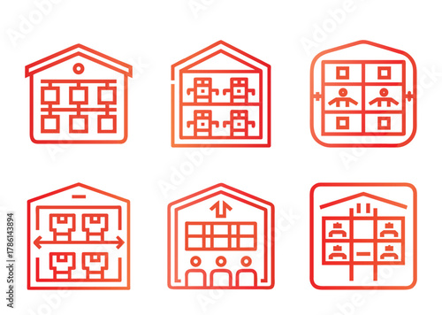 Different Icons Representing Buildings with Specific People and Space Characteristics