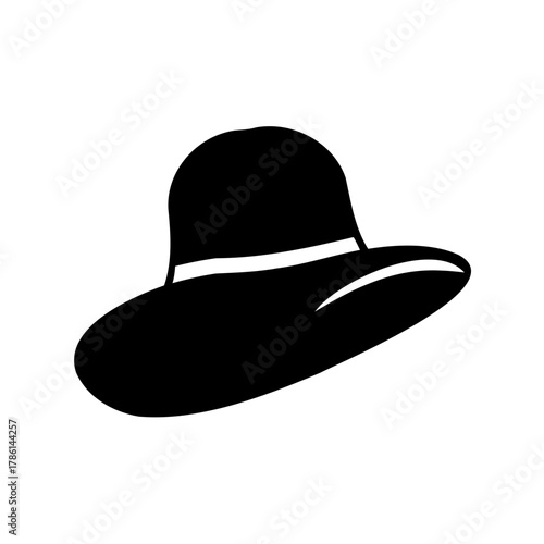 Elegant black silhouette of a stylish wide brim sun hat design