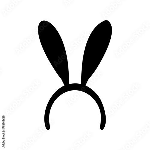 Black and White Bunny Ears Headband Silhouette for Easter and Celebrations