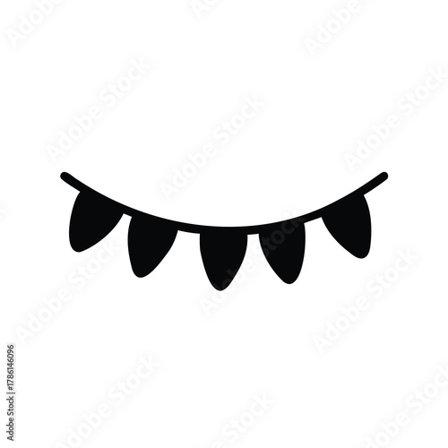 Simple black and white party bunting decoration vector drawing background
