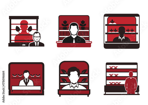 Indoor agriculture and vertical farming icons showcasing various urban farming concepts