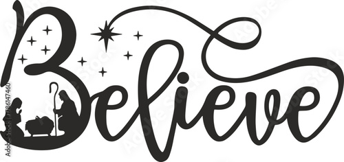 Believe SVG, Christmas SVG, Winter Door Sign SVG