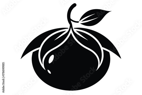 monk fruit black and white silhouette on white background