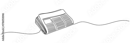 Continuous one line drawing Stack of news newspapers. Single line drawing illustration of News newspapers. Breaking news concept vector art. Doodle line illustration. Editable stroke