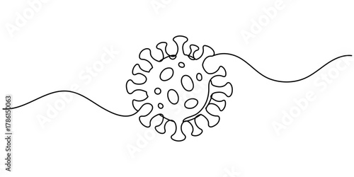 continuous line drawing of virus symbol. abstract line art illustration of health concept Editable stroke
