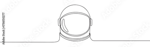 Continuous one line drawing of an astronaut helmet. Concept of space exploration, science and future