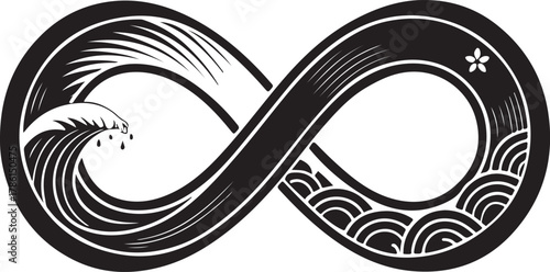 Infinity Symbol with Wave and Floral Designs abstract