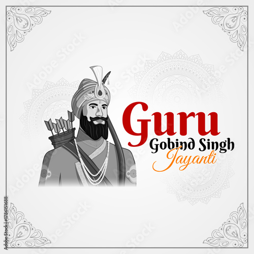 Vector illustration of Guru Gobind Singh Jayanti social media template