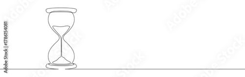 Continuous one line drawing of an hourglass. Concept of time, measurement and urgency