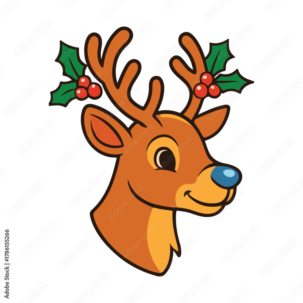 Obraz premium Holly Adorned Reindeer SVG