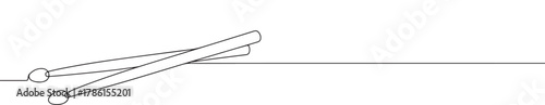 Continuous one line drawing of a pair of drumsticks. Concept of music, rhythm and percussion