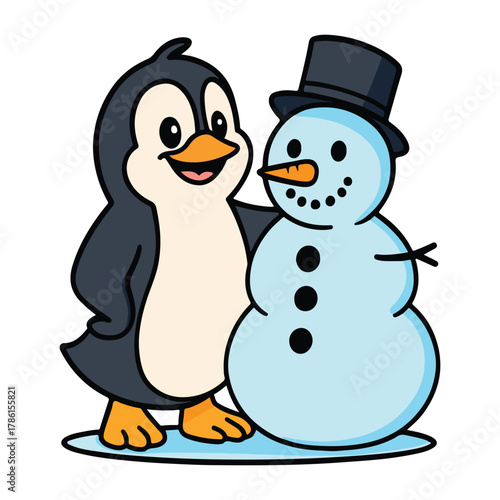 Penguin and Snowman Fun SVG