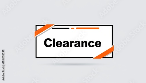 White and orange name tag with clearance description of white and orange name tag displaying clearance text