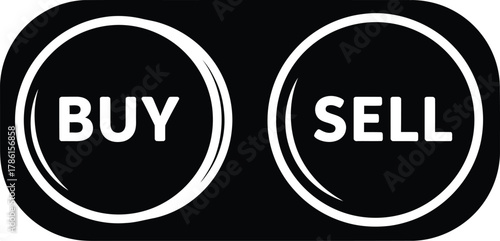 Buy and Sell Investment Buttons - Trading, Market, and Financial Transaction Symbols