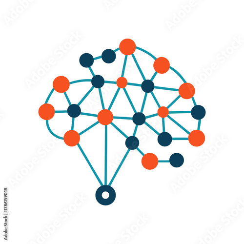 Artificial Intelligence Brain Made of Connected Vector Illustration
