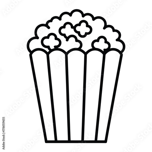Simple outline drawing of a full box of popcorn