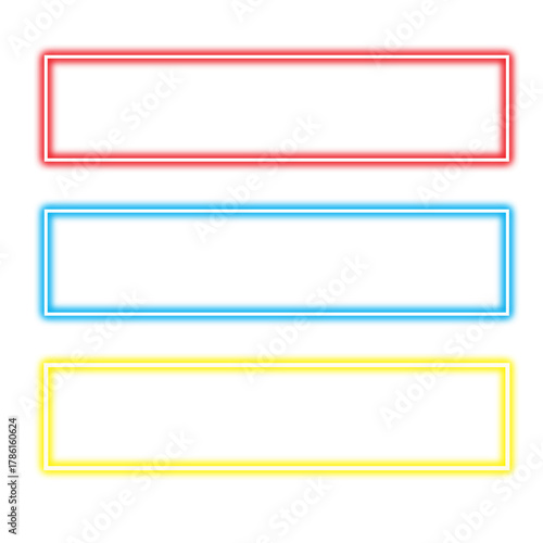 Free Download Three colorful outlined neon rectangles in red blue and yellow against a transparent background - GFXLoad