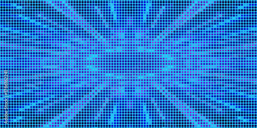 Pop art halftone background. Comic starburst pattern. Blue banner with star speech bubble. Vintage duotone texture. Gradient wow design. Cartoon superhero print. Vector illustration.