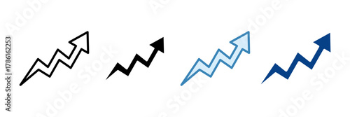 Rising Arrow Icon Set Multiple Style Collection