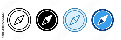 Compass North Icon Set Multiple Style Collection