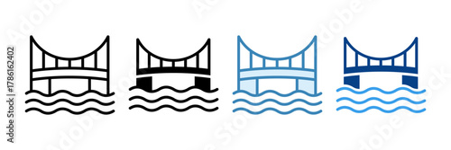 Bridge Crossing Icon Set Multiple Style Collection