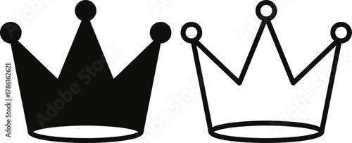 Two crowns, one solid black, the other outlined, representing royalty and power.