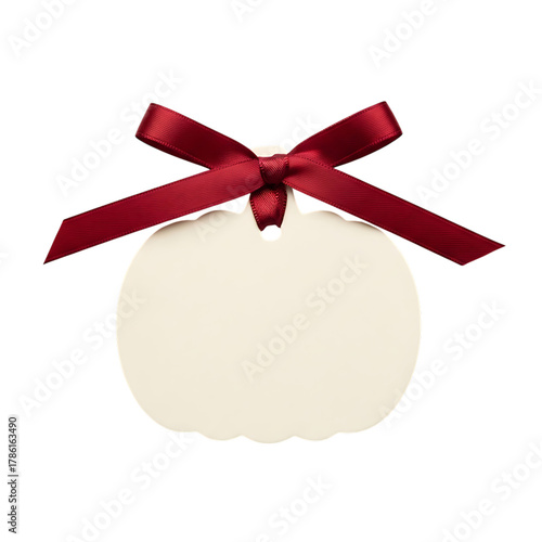 Cute pumpkin shaped label tag isolated on transparent background