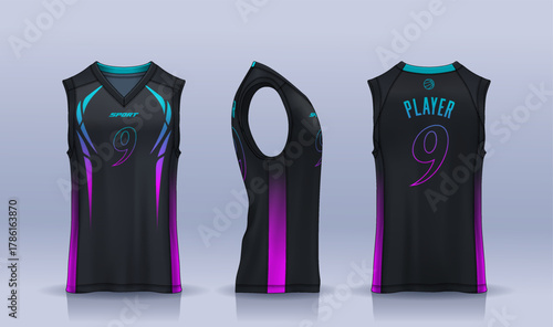 Basketball tank top design template, Sport jersey mockup. uniform front and back view.	