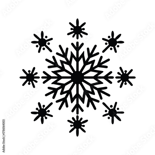 snowflakes icon, snow or snowflake winter symbol set vector art illustration isolated on white Snowflake different icons. Blue snowflake icon set isolated vector illustration. 