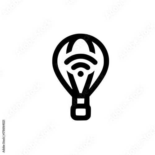 Digital Communication Startup Hot Air Balloon With WiFi Logo For Global Networking Solutions Icon